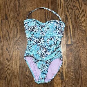 Lilly Pulitzer Blue and Purple Floral One Piece